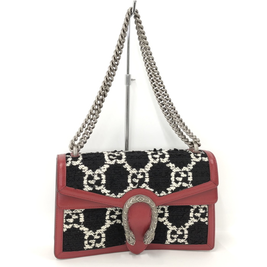 GUCCI デュオニソス チェーンショルダーバッグ ツイード ブラック レッド-