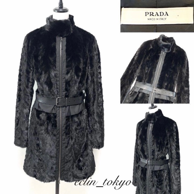 新品同様 PRADA《最高級ミンク毛皮》装飾 コート E2838 | フリマアプリ ラクマ