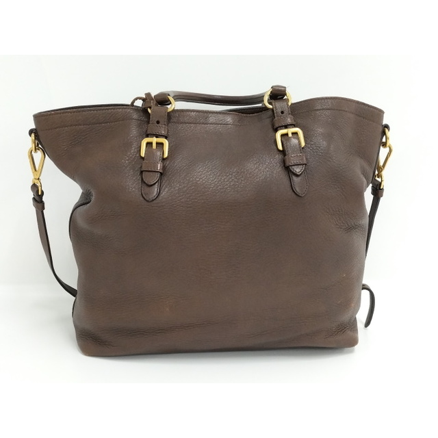PRADA 2WAY トートバッグ 1BG865 レザー ダークブラウン