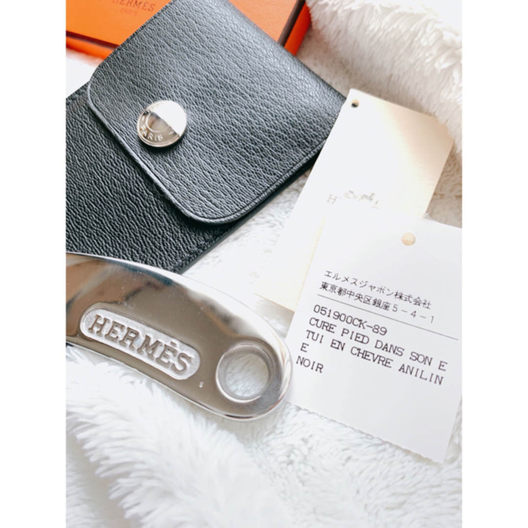 Hermes(エルメス)の最終値下げ◆超レア◆タグ有り未使用◆エルメス◆フープピック◆鉄爪&革ケース◆黒 インテリア/住まい/日用品の文房具(ペンケース/筆箱)の商品写真