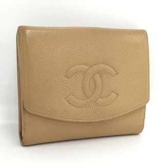 シャネル(CHANEL)のCHANEL 二つ折り財布 Wホック キャビアスキン ココマーク A13496(財布)