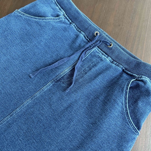 デニム風スウェット　マキシ　ロングスカート　ポケット付き！ウエストゴム レディースのスカート(ロングスカート)の商品写真