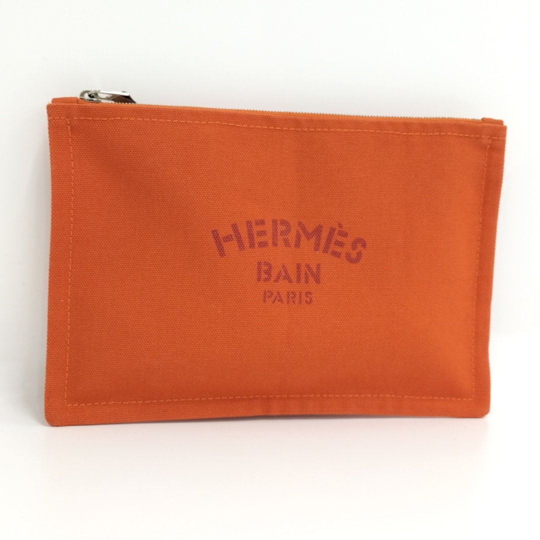 HERMES ヨッティング PM フラットポーチ キャンバス オレンジ