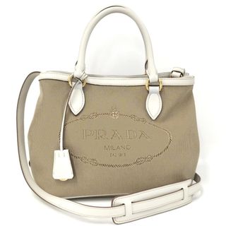 プラダ(PRADA)のPRADA 2WAY ハンドバッグ ジャガード キャンバス レザー 1BA172(その他)