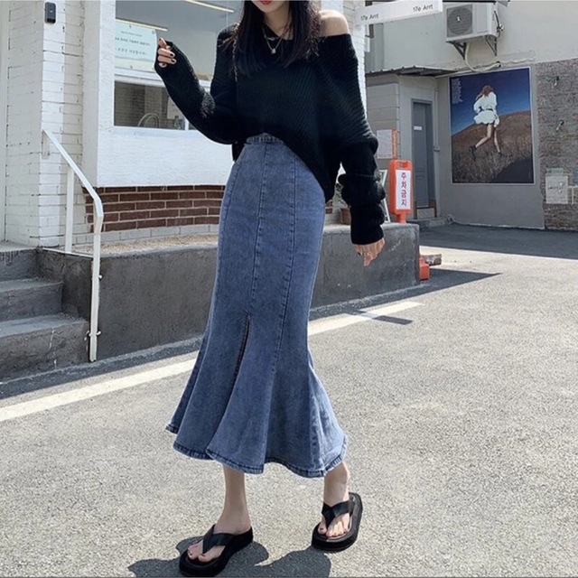 デニムスカート マーメイドスカート マーメイドライン スカート ロング