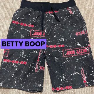 ベティブープ(Betty Boop)の2757 BETTY BOOP ハーフパンツ カジュアルパンツ 総柄 ロゴ 黒白(ハーフパンツ)