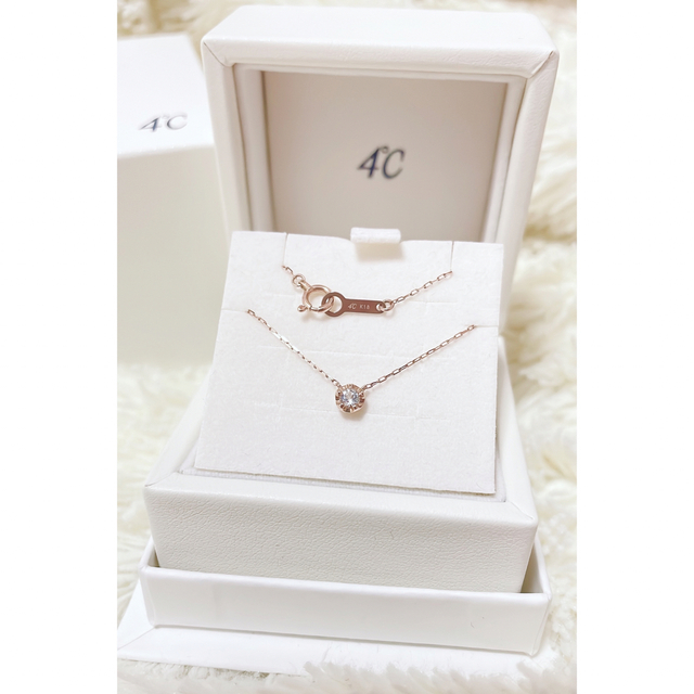 新品未使用☆ 4℃ ヨンドシー K18 ピンクゴールド 1粒ネックレス-