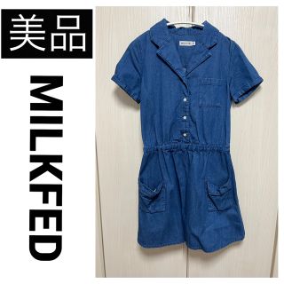 ミルクフェド(MILKFED.)の美品　MILKFED ミルクフェド デニムワンピース ミニスカート 半袖 ブルー(ひざ丈ワンピース)