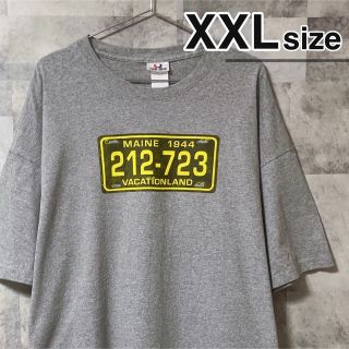 Tシャツ　XXLサイズ　Tee Jays　グレー　プリントTシャツ　USA古着(Tシャツ/カットソー(半袖/袖なし))