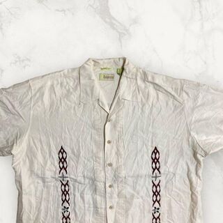 GYO Cubavera 90s  白 刺繍　ステッチ　ポケット　キューバシャツ(シャツ)