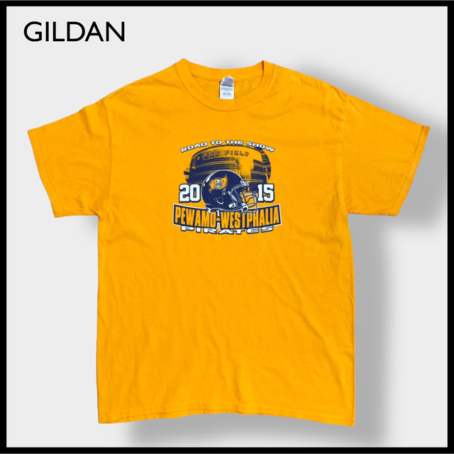 GILDAN(ギルタン)の【GILDAN】高校 アメフト ロゴ プリント Tシャツ LARGE US古着 メンズのトップス(Tシャツ/カットソー(半袖/袖なし))の商品写真