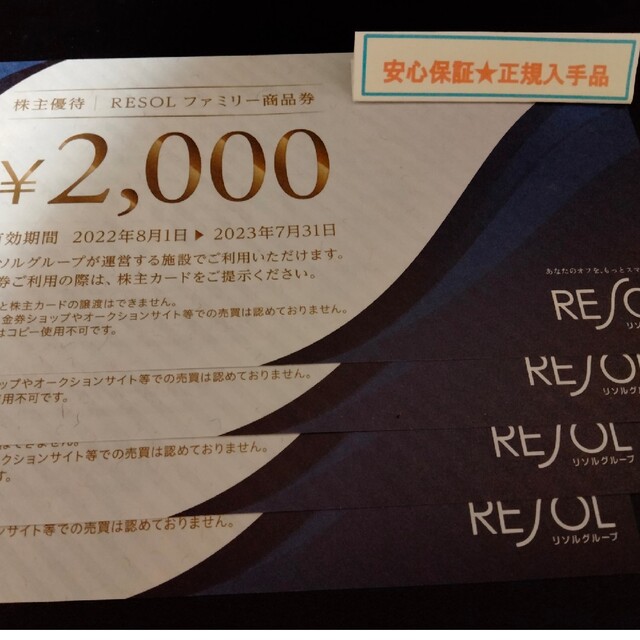 オフィス リソル株主優待券20000円 RESOL ファミリー商品券 宿泊券 ...