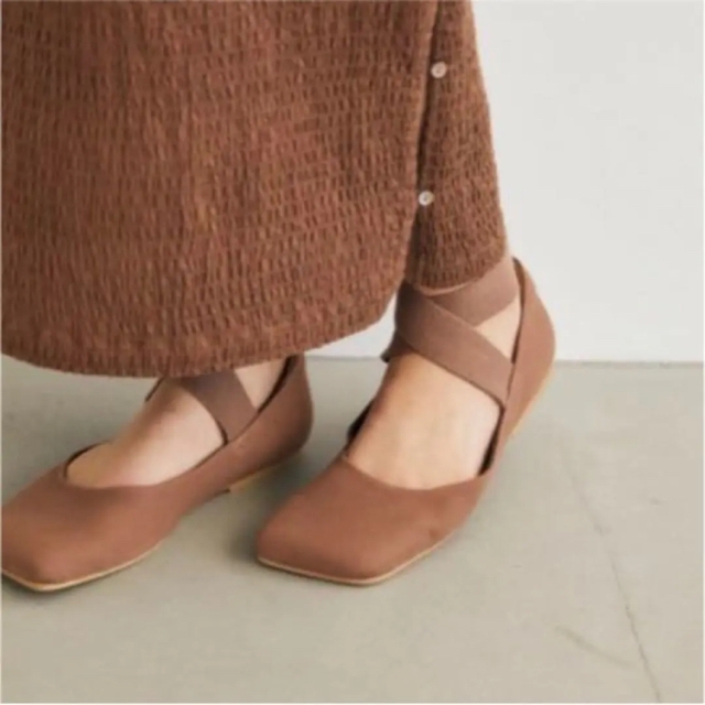 moussy(マウジー)の未使用★マウジー★SQUARE TOE FLAT SHOES★ブラウン★サイズL レディースの靴/シューズ(バレエシューズ)の商品写真