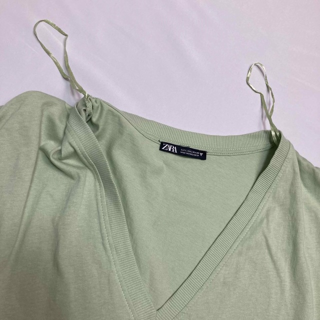 ZARA(ザラ)のZARA ザラ Tシャツ レディース ピスタチオカラー コットン 春夏 オシャレ レディースのトップス(Tシャツ(半袖/袖なし))の商品写真