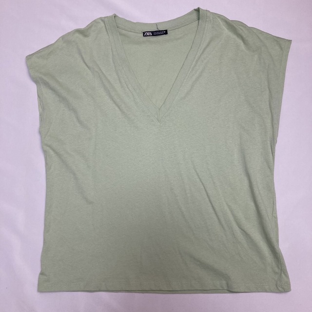 ZARA(ザラ)のZARA ザラ Tシャツ レディース ピスタチオカラー コットン 春夏 オシャレ レディースのトップス(Tシャツ(半袖/袖なし))の商品写真