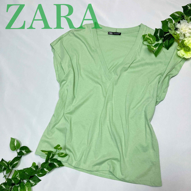 ZARA(ザラ)のZARA ザラ Tシャツ レディース ピスタチオカラー コットン 春夏 オシャレ レディースのトップス(Tシャツ(半袖/袖なし))の商品写真