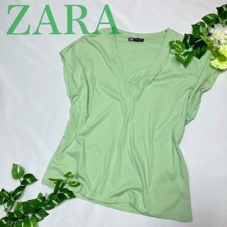 ザラ(ZARA)のZARA ザラ Tシャツ レディース ピスタチオカラー コットン 春夏 オシャレ(Tシャツ(半袖/袖なし))