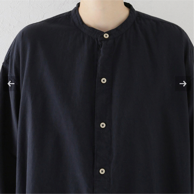 9170WHT【ARMEN/アーメン】BANDED COLLAR LONG SHIRT