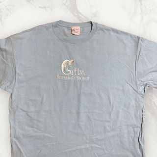 GWO Grits 古着 90s  水色 イルカ　刺繍　ガールズ　 Tシャツ(Tシャツ/カットソー(半袖/袖なし))