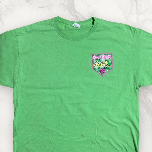 GWM JERZEES 古着   黄緑 カラフル　てんとう虫　JOY Tシャツ メンズのトップス(Tシャツ/カットソー(半袖/袖なし))の商品写真