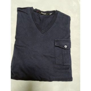 バーバリーブラックレーベル(BURBERRY BLACK LABEL)のBURBERRYBLACKLABELメンズＶネック濃紺サイズ２Ｍ(Tシャツ/カットソー(半袖/袖なし))