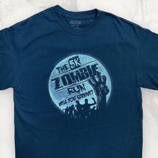 GVE GILDAN 古着   黒 ゾンビ　ラン　ランニング　マラソン Tシャツ(Tシャツ/カットソー(半袖/袖なし))