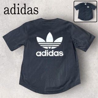アディダス(adidas)の美品 adidas アディダス ベースボールシャツ ビッグロゴ ブラック 黒(シャツ)