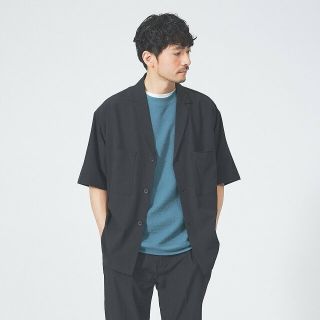 アバハウス(ABAHOUSE)の【ブラック】【セットアップ対応/360°ストレッチ】半袖シャツ/シャツブルゾン/ジャケット(シャツ)