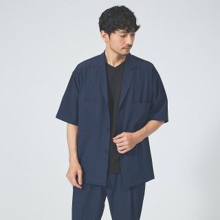 アバハウス(ABAHOUSE)の【ネイビー】【セットアップ対応/360°ストレッチ】半袖シャツ/シャツブルゾン/ジャケット(シャツ)