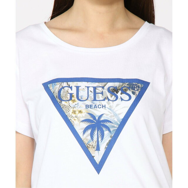 GUESS(ゲス)の【ブルー系その他(P7FM)】【S】GUESS ロゴTシャツ (W)Triangle Logo Tee レディースのトップス(カットソー(長袖/七分))の商品写真