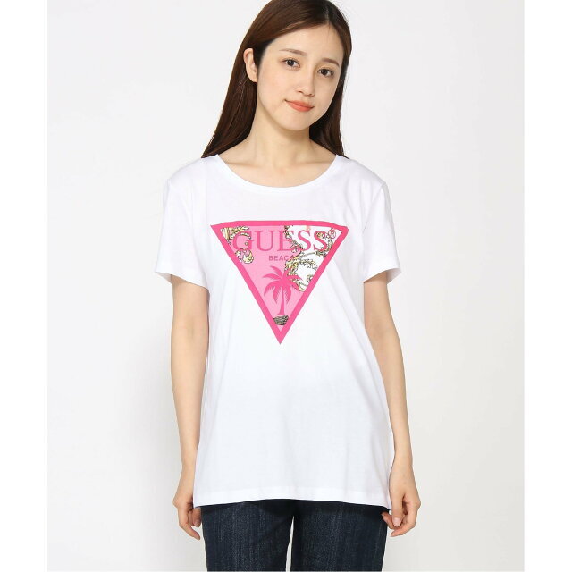 GUESS(ゲス)の【ピンク系その他(P63W)】【L】GUESS ロゴTシャツ (W)Triangle Logo Tee レディースのトップス(カットソー(長袖/七分))の商品写真