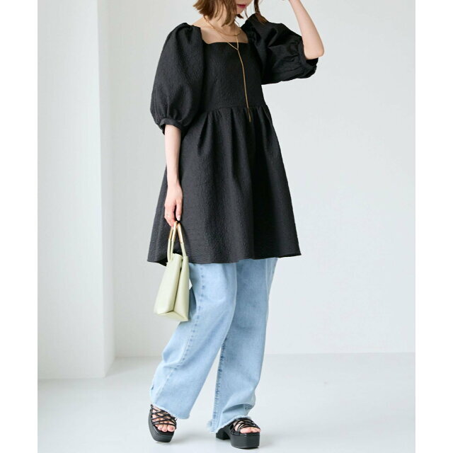 MAJESTIC LEGON(マジェスティックレゴン)の【ブラック】ジャカードミニワンピース レディースのワンピース(ロングワンピース/マキシワンピース)の商品写真