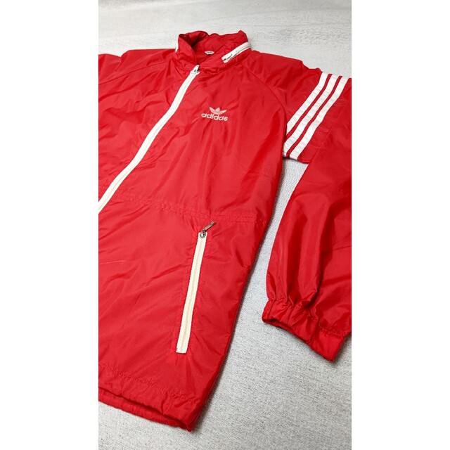 90s adidas ナイロンジャケット 赤 フード収納