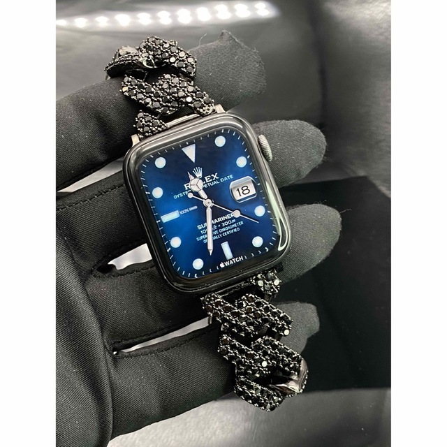 Apple Watch(アップルウォッチ)のアップルウォッチ　ブラックczダイヤモンド ベルト バンド メンズの時計(金属ベルト)の商品写真