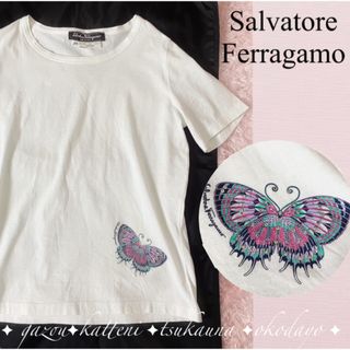 サルヴァトーレフェラガモ(Salvatore Ferragamo)のフェラガモ　ブランドロゴ Tシャツ バタフライプリント 蝶々 ちょうちょ(Tシャツ(半袖/袖なし))