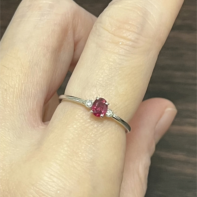 Pt950 非加熱ピジョンブラッドルビー　ダイヤモンド　リング　#12 レディースのアクセサリー(リング(指輪))の商品写真