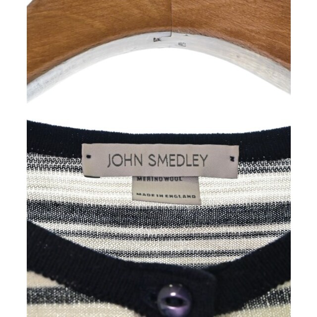 JOHN SMEDLEY(ジョンスメドレー)のJOHN SMEDLEY カーディガン M ベージュx黒(ボーダー) 【古着】【中古】 レディースのトップス(カーディガン)の商品写真
