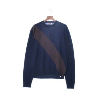 ジルサンダー(Jil Sander)のJIL SANDER ジルサンダー ニット・セーター 50(XL位) 紺x茶 【古着】【中古】(ニット/セーター)