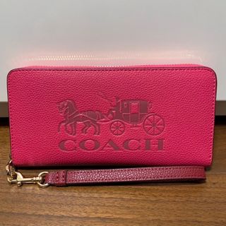 コーチ(COACH)の5889   コーチ　長財布　ピンク×レッド　スカーレットカラー(財布)