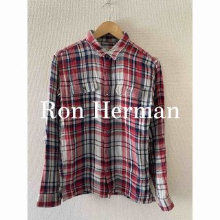 人気ブランドの RonHerman チェックシャツ インディゴフェード加工