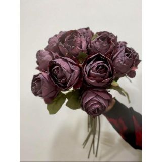 リアル♡アートフラワー 薔薇♡造花 ローズ アンティーク おしゃれFワインレッド(その他)