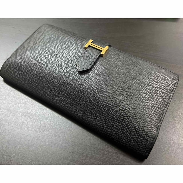 週末限定価格_本物美品】HERMES エルメス 長財布 べアン ブラック - 長財布