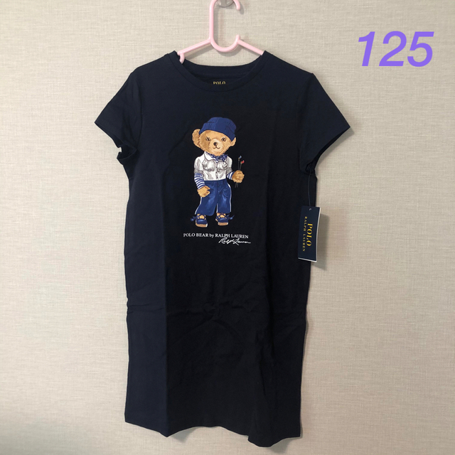 POLO RALPH LAUREN(ポロラルフローレン)の新作◇ラルフローレン ポロベアコットンTシャツドレス 6X/125 ネイビー キッズ/ベビー/マタニティのキッズ服女の子用(90cm~)(ワンピース)の商品写真