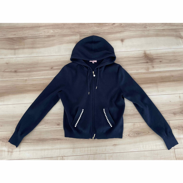 ★TOCCA 洗えるPEARL HOODIE フーディー M ネイビー パーカー