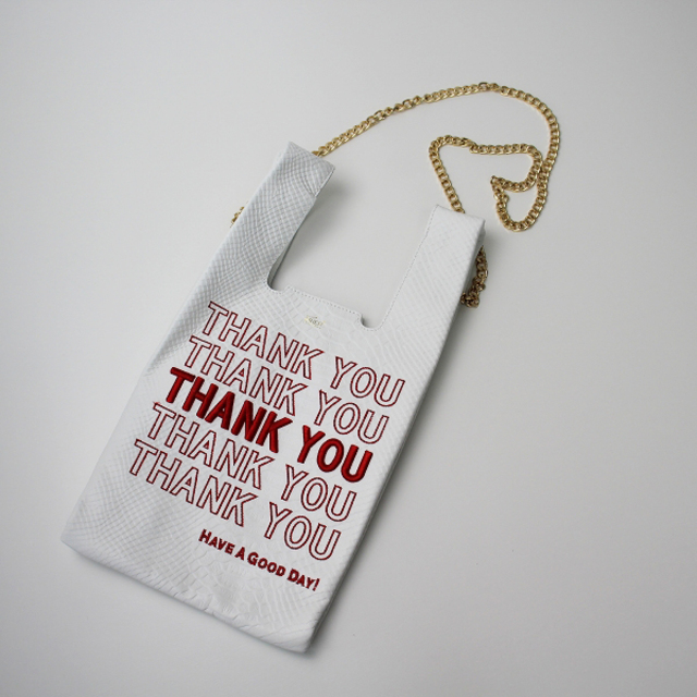 美品 L'Appartement アパルトモン GOOD GRIEF グッドグリーフ THANK YOU LEATHER BAG チェーン レザーバッグ/ホワイト【2400013307765】