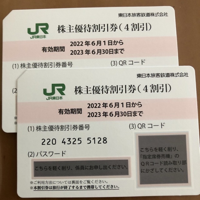 JR東日本株主優待　二枚チケット