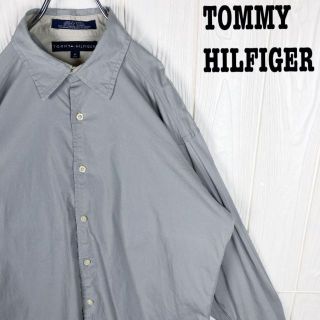 トミーヒルフィガー(TOMMY HILFIGER)のトミーヒルフィガー シンプル無地 長袖ドレスシャツ ワンポイントロゴ 90s(シャツ)