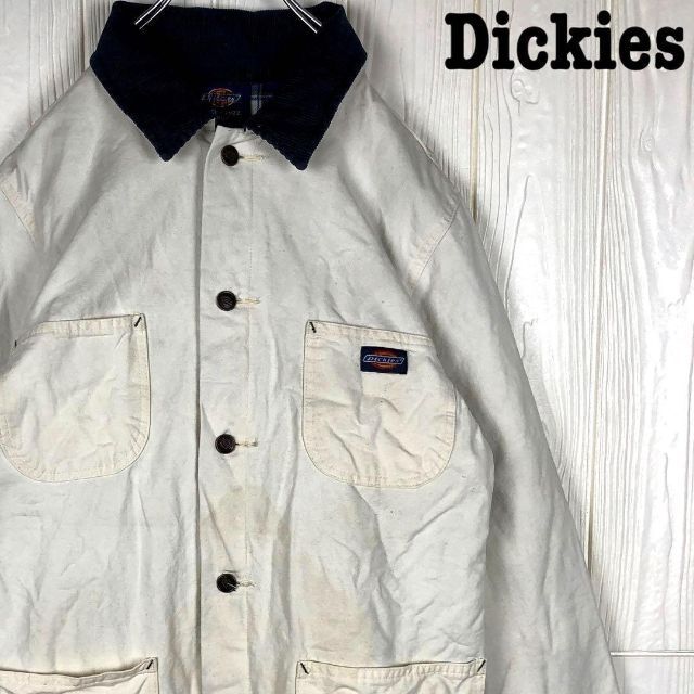 青タグ★ディッキーズDickies カバーオール ダックジャケット 刺繍 90s