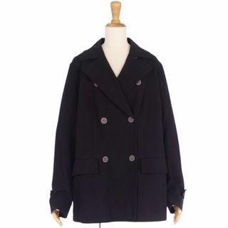 バーバリー(BURBERRY)の美品 バーバリー ロンドン BURBERRY LONDON コート Pコート ダブルブレスト 無地 コットン アウター レディース 13BR(XL相当) ブラック(ピーコート)