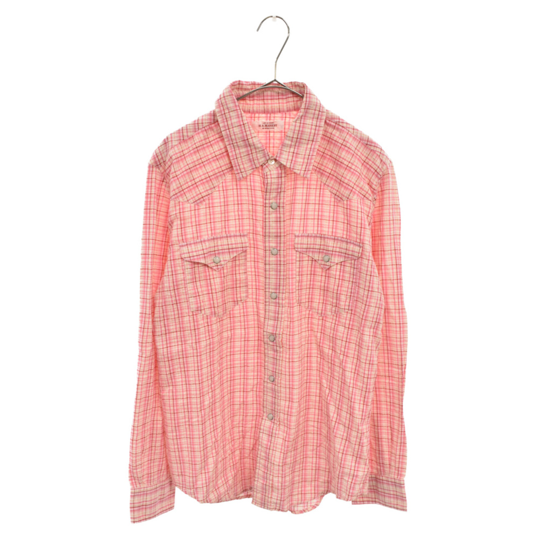 HOLLYWOOD RANCH MARKET(ハリウッドランチマーケット)のHOLLYWOOD RANCH MARKET ハリウッド ランチ マーケット Check WesternLong Sleeve Shirt チェック ウエスタン 長袖シャツ ピンク メンズのトップス(シャツ)の商品写真